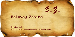 Belovay Zenina névjegykártya